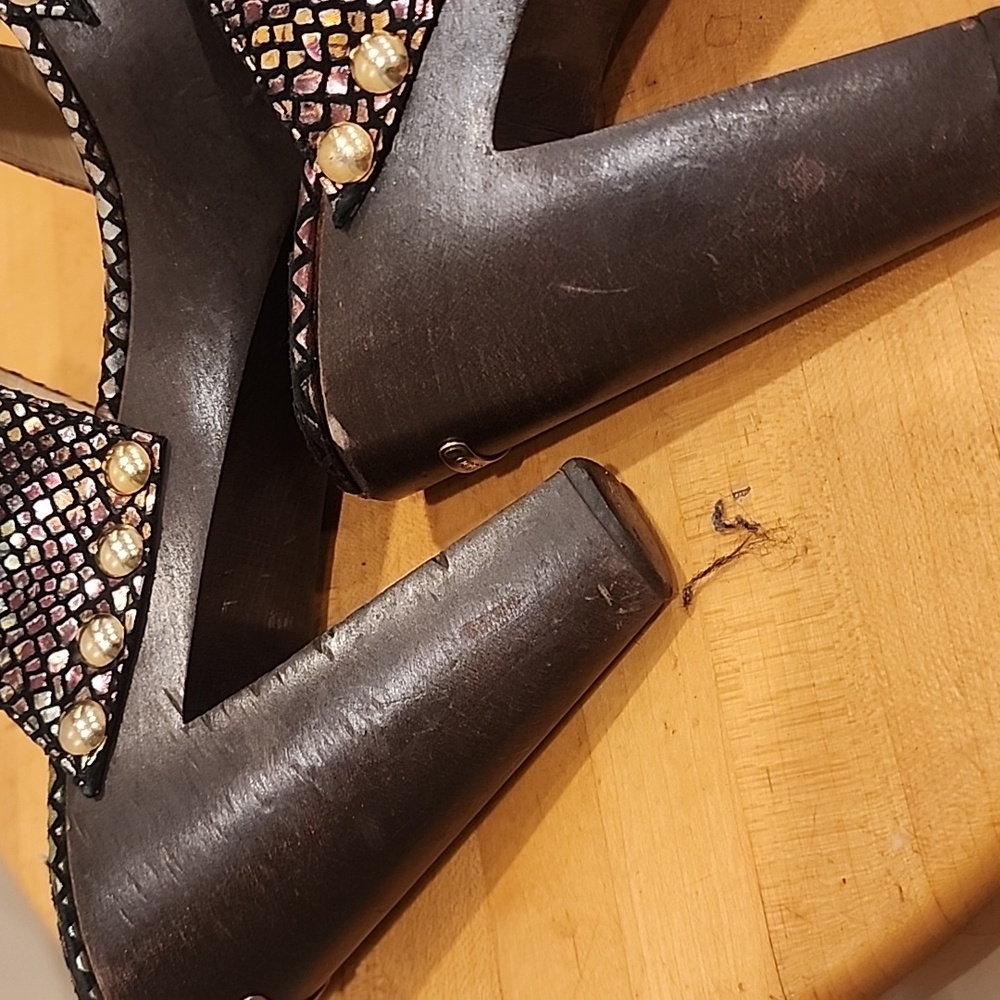 Authentic Jimmy Choo Irridescent Mule Chunky Heels with Chunky Platform - Picture 7 of 9